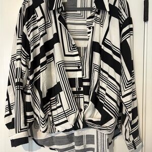 Black and White Geometric Blouse